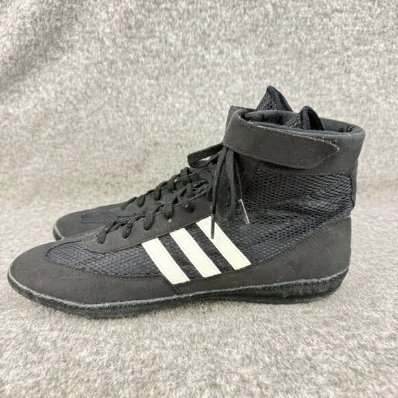 ✅ Mens 10.5 Adidas Wrestling High Top Athletic Shoes/Sneaker Black White Mesh - Picture 9 of 13
